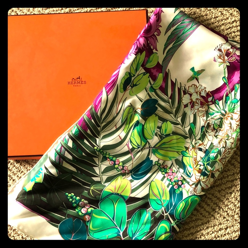 Hermès Flamingo Party scarf.